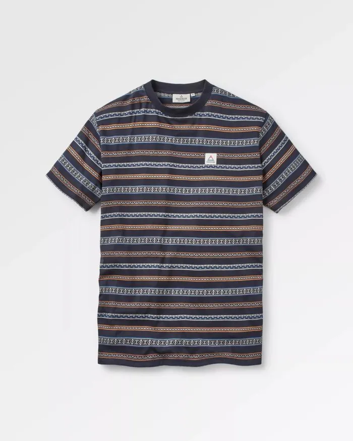 Passenger Clothing Crackle Organic Relaxed Fit TShirt Midnight Fairisle Stripe Men TShirts and Vests