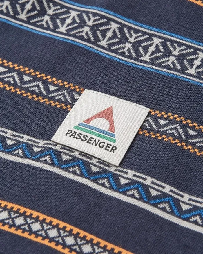 Passenger Clothing Crackle Organic Relaxed Fit TShirt Midnight Fairisle Stripe Men TShirts and Vests