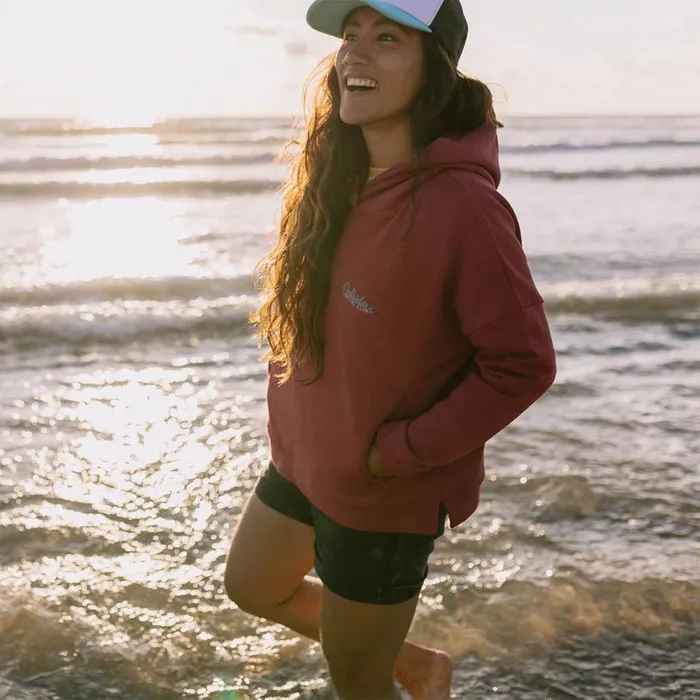 Passenger Clothing Early Riser Recycled Cotton Hoodie Earth Red Women Hoodies and Sweatshirts
