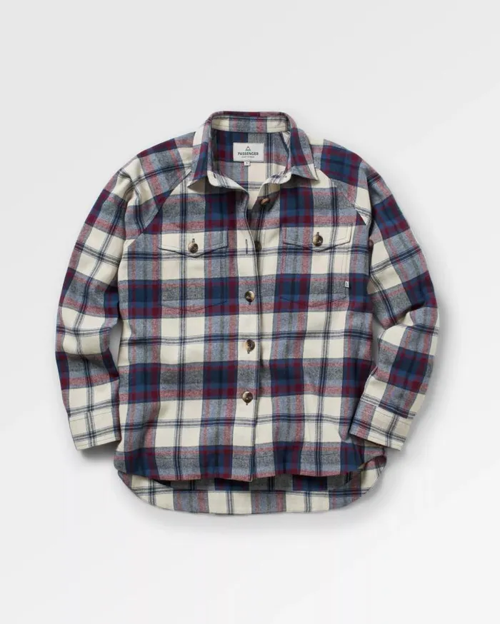 Passenger Clothing Harmony Organic Cotton Check Shirt Vintage White Women Shirts
