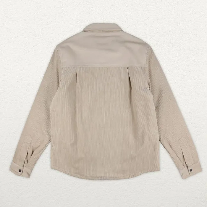 Passenger Clothing Kodiak Sherpa Lined Cord Overshirt Feather Grey Men Shirts