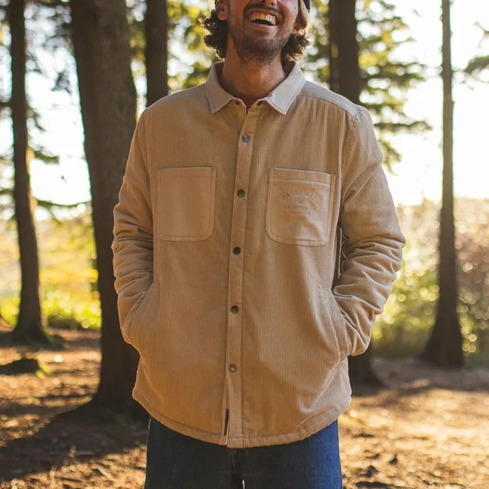 Passenger Clothing Kodiak Sherpa Lined Cord Overshirt Feather Grey Men Shirts
