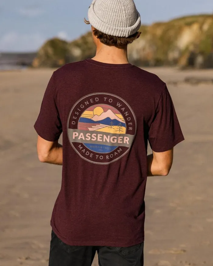 Passenger Clothing Odyssey Organic Cotton TShirt Wine Marl Men TShirts and Vests