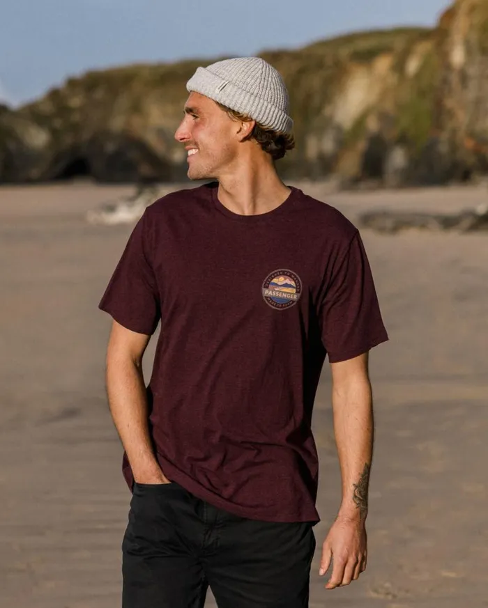 Passenger Clothing Odyssey Organic Cotton TShirt Wine Marl Men TShirts and Vests