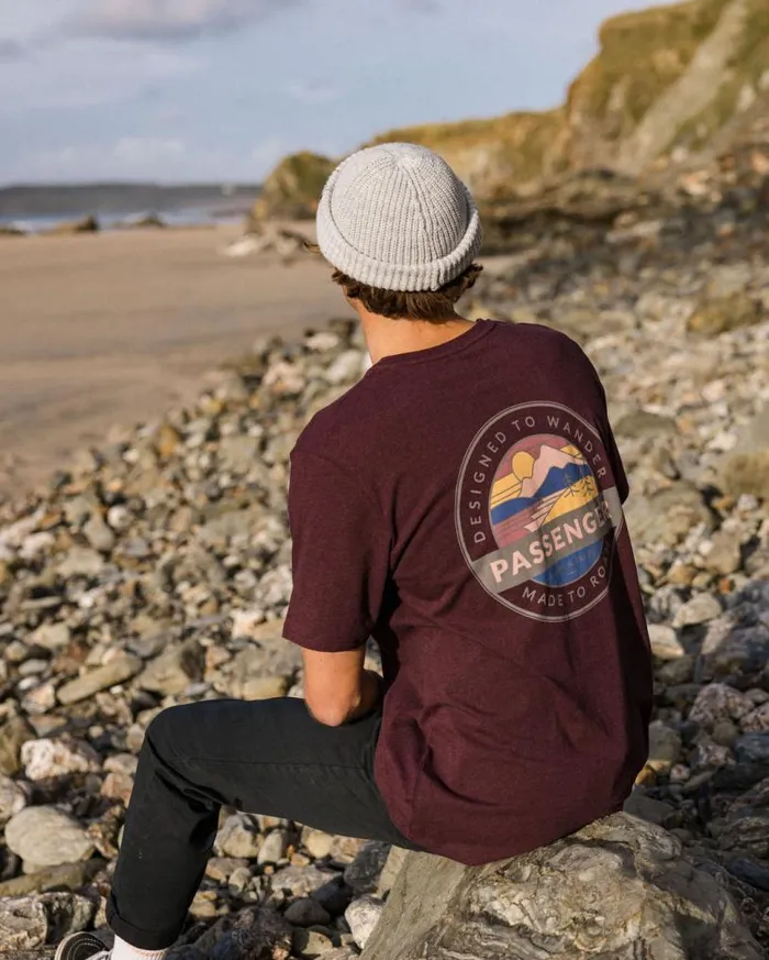 Passenger Clothing Odyssey Organic Cotton TShirt Wine Marl Men TShirts and Vests