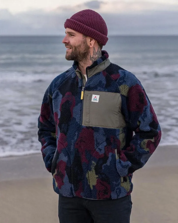 Passenger Clothing Offroad Recycled Sherpa 12 Zip Fleece Sycamore Pattern Men Fleece