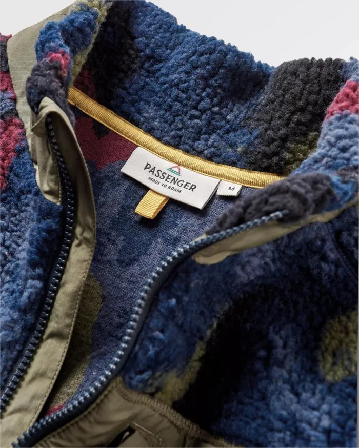 Passenger Clothing Offroad Recycled Sherpa 12 Zip Fleece Sycamore Pattern Men Fleece
