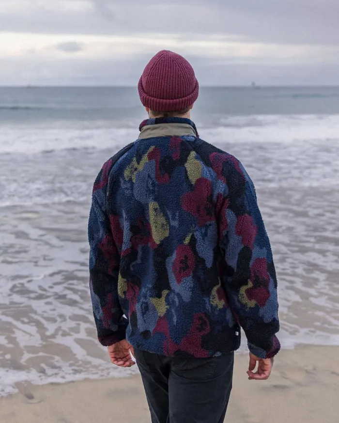 Passenger Clothing Offroad Recycled Sherpa 12 Zip Fleece Sycamore Pattern Men Fleece