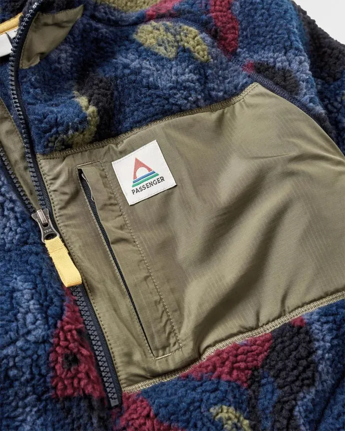 Passenger Clothing Offroad Recycled Sherpa 12 Zip Fleece Sycamore Pattern Men Fleece