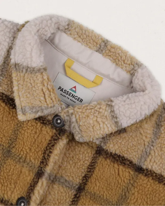 Passenger Clothing Olympus Yarn Dye Recycled Sherpa Fleece Shirt Honey Check Women Shirts