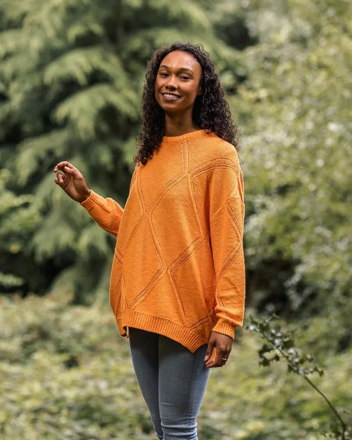 Passenger Clothing Palm Organic Oversized Knitted Jumper Apricot Women Knitwear