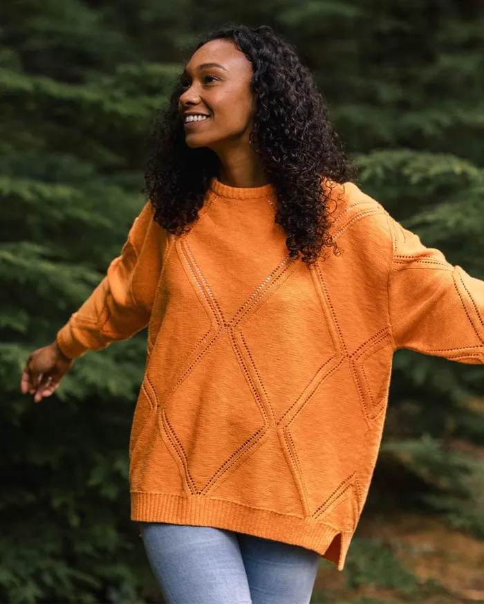 Passenger Clothing Palm Organic Oversized Knitted Jumper Apricot Women Knitwear