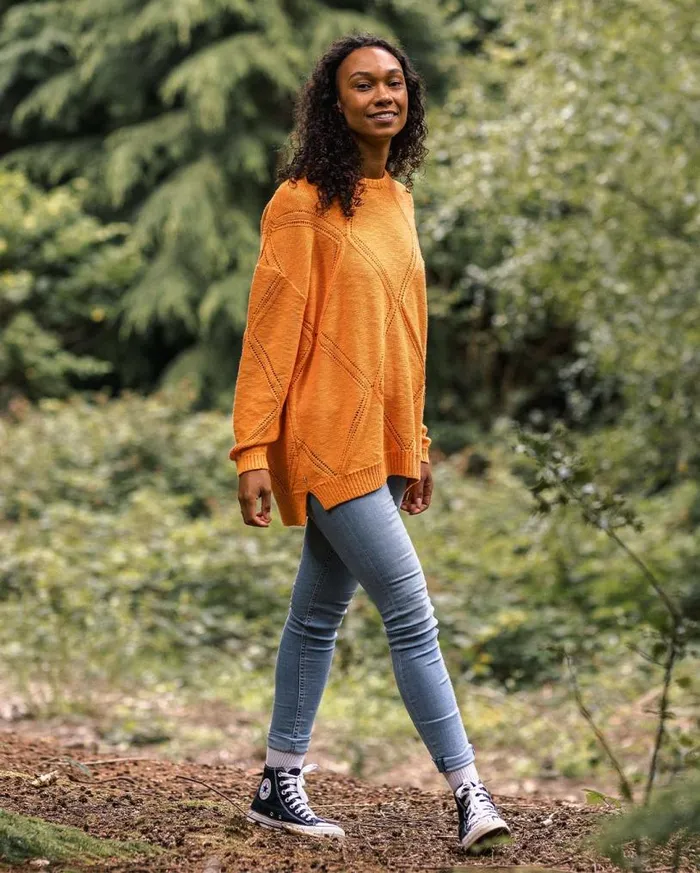Passenger Clothing Palm Organic Oversized Knitted Jumper Apricot Women Knitwear