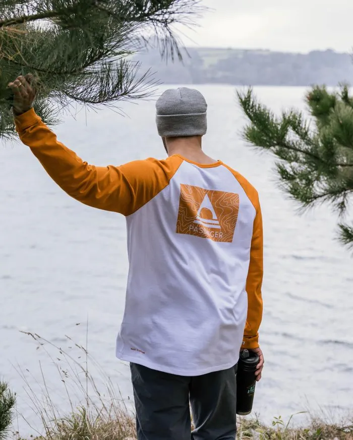 Passenger Clothing Purpose Recycled Cotton Ls TShirt Sunrise Orangewhite Men TShirts and Vests