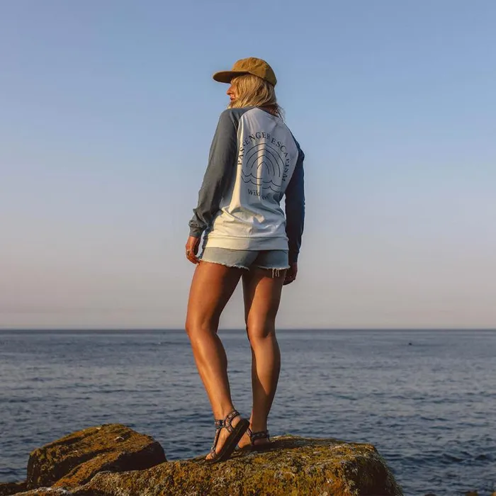 Passenger Clothing Rainbow Recycled Cotton LS TShirt Stone Blue Women Tops and TShirts