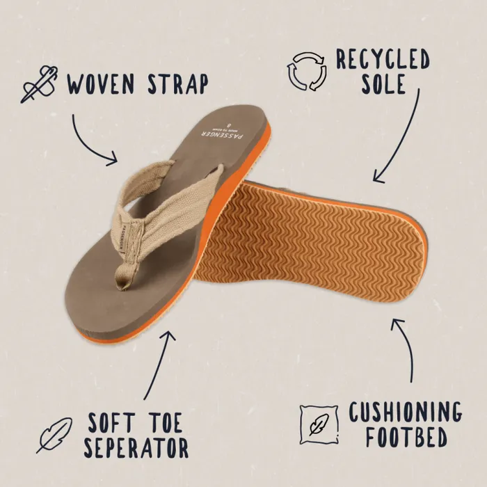Passenger Clothing Santos Flip Flop Taupe Men Flip Flops and Sandals