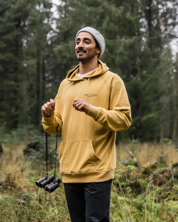Passenger Clothing Sundown Recycled Cotton Hoodie Mustard Gold Men Hoodies and Sweatshirts