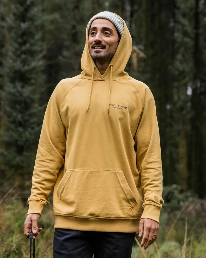 Passenger Clothing Sundown Recycled Cotton Hoodie Mustard Gold Men Hoodies and Sweatshirts