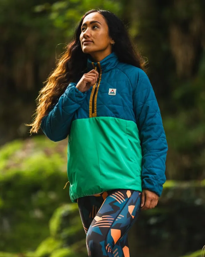 Passenger Clothing Trace Recycled Thermore Insulated Smock Corsair Blue Jungle Green Women Activewear