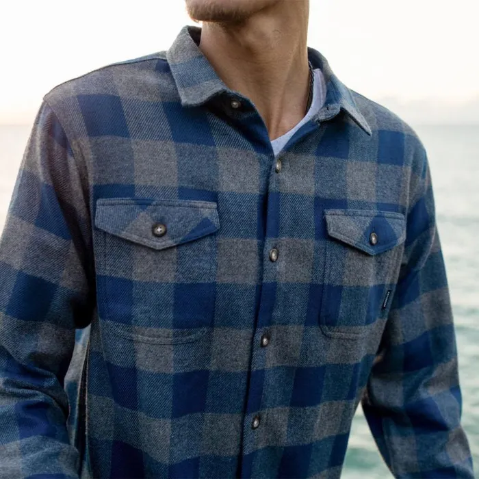 Passenger Clothing Vacant Shirt Buffalo Check Slate Blue Men Shirts
