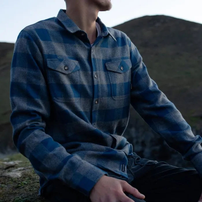 Passenger Clothing Vacant Shirt Buffalo Check Slate Blue Men Shirts