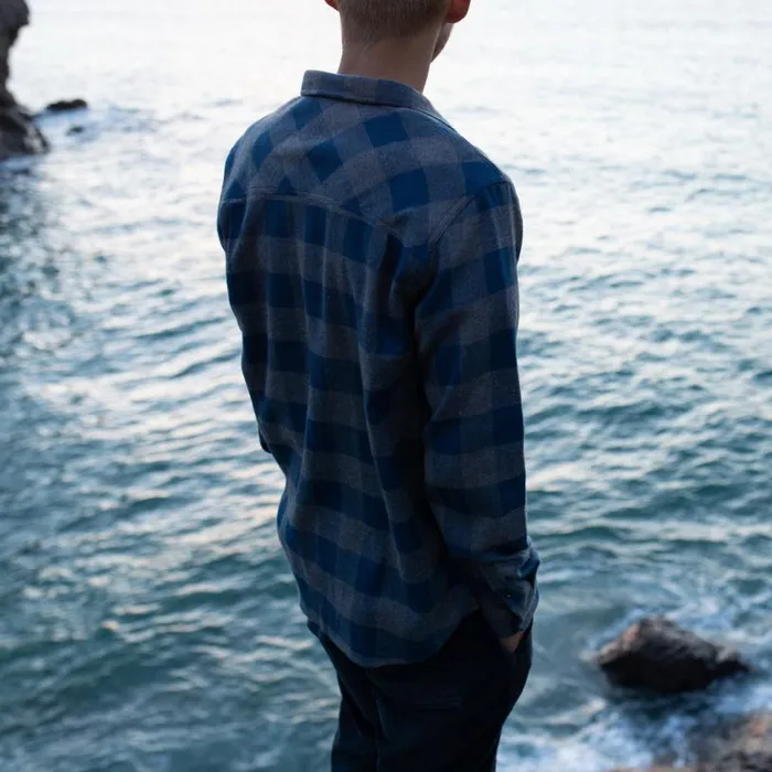 Passenger Clothing Vacant Shirt Buffalo Check Slate Blue Men Shirts