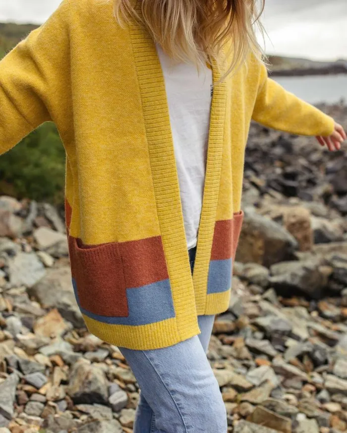 Passenger Clothing Vista Recycled Knitted Cardigan Amber Gold Women Knitwear