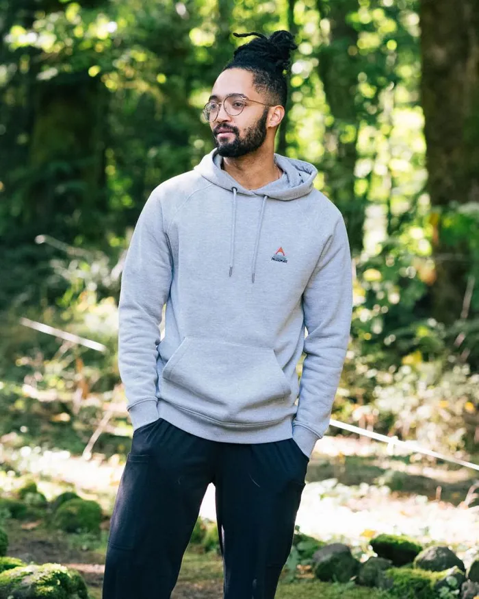 Passenger Clothing Vita Hoodie Grey Marl Men Hoodies and Sweatshirts