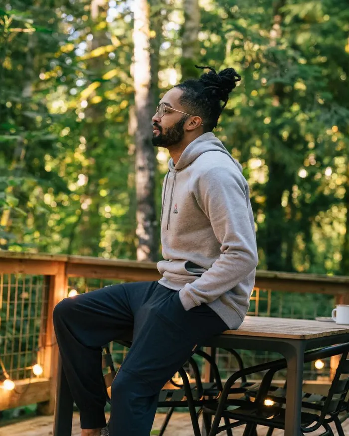 Passenger Clothing Vita Hoodie Grey Marl Men Hoodies and Sweatshirts