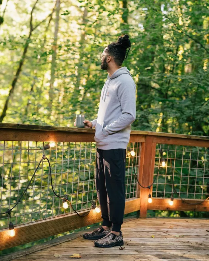 Passenger Clothing Vita Hoodie Grey Marl Men Hoodies and Sweatshirts