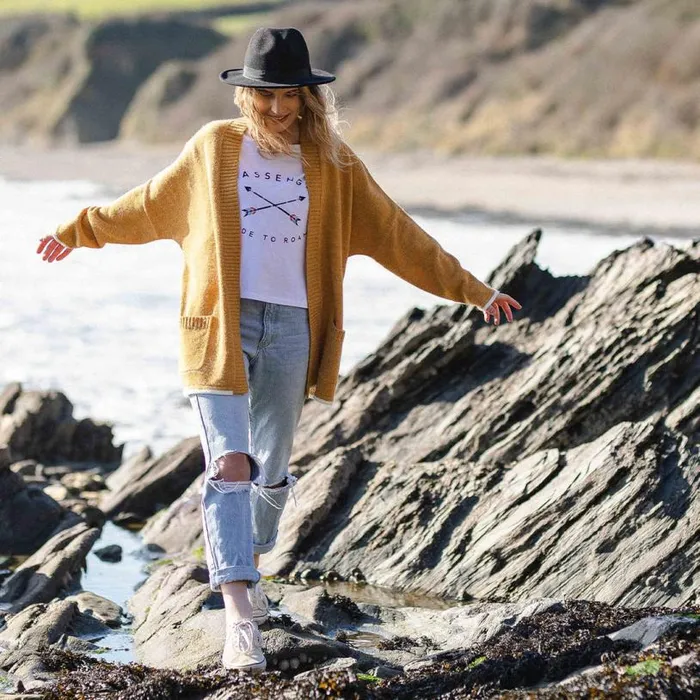 Passenger Clothing West Coast Cardigan Sunset Yellow Women Knitwear