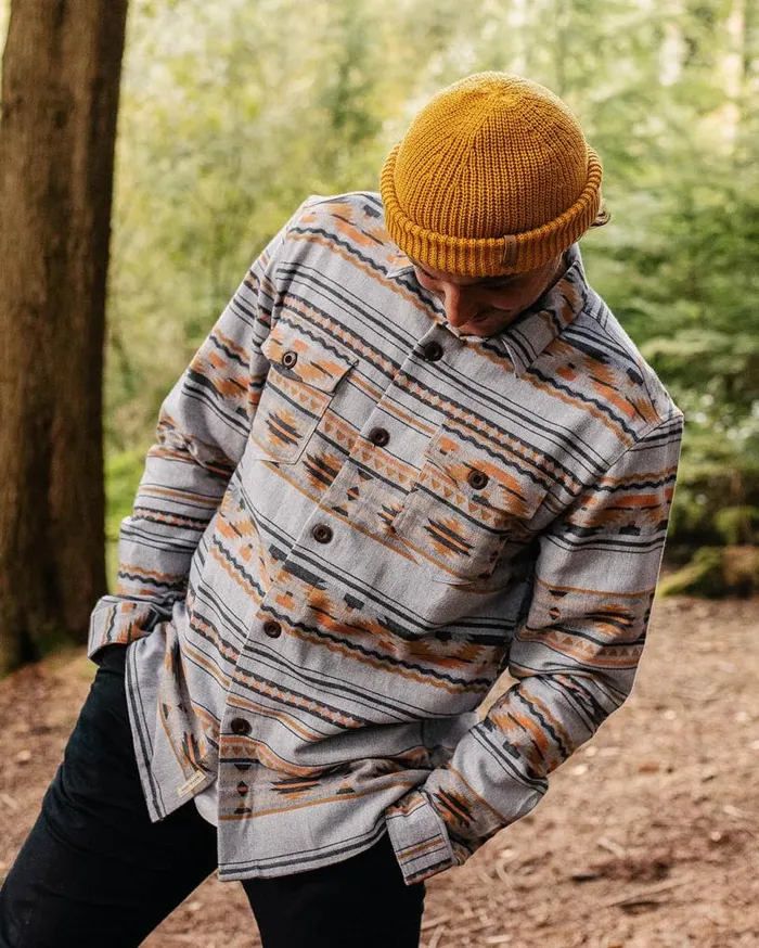 Passenger Clothing Woodland Organic Cotton Overshirt Grey Marl Men Shirts