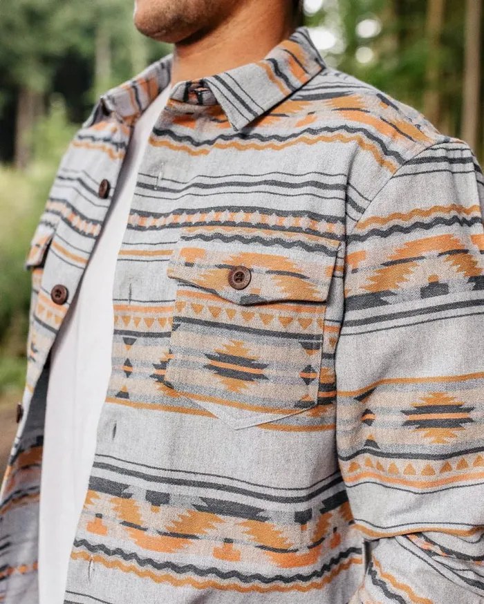 Passenger Clothing Woodland Organic Cotton Overshirt Grey Marl Men Shirts