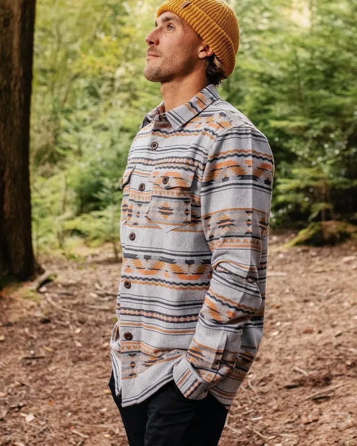 Passenger Clothing Woodland Organic Cotton Overshirt Grey Marl Men Shirts