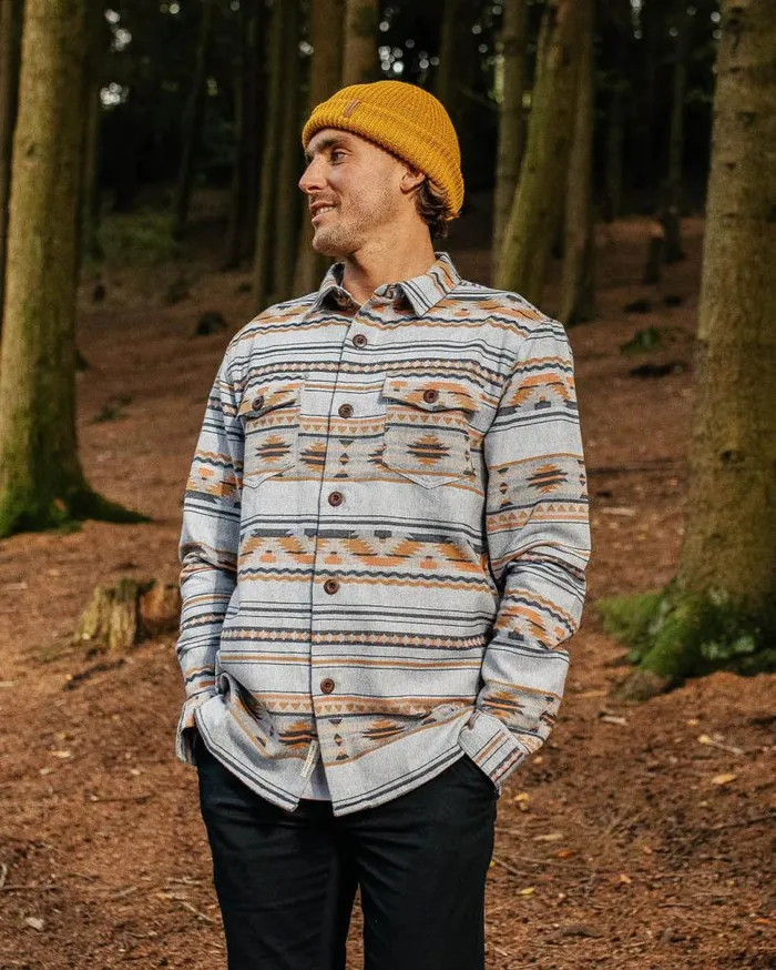Passenger Clothing Woodland Organic Cotton Overshirt Grey Marl Men Shirts
