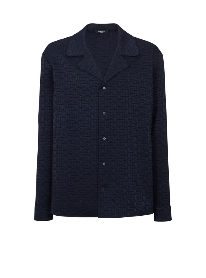 PB Labyrinth Jacquard Pyjama Shirt Navy Men Balmain Shirts And Polos