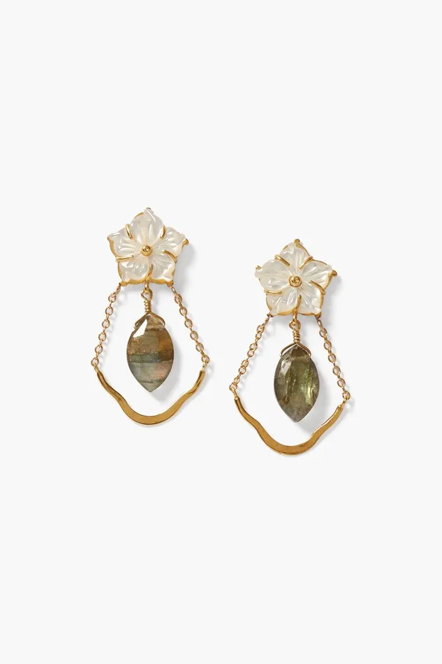 Plumeria Chandelier Earrings Labradorite Mix Women Chan Luu Earrings