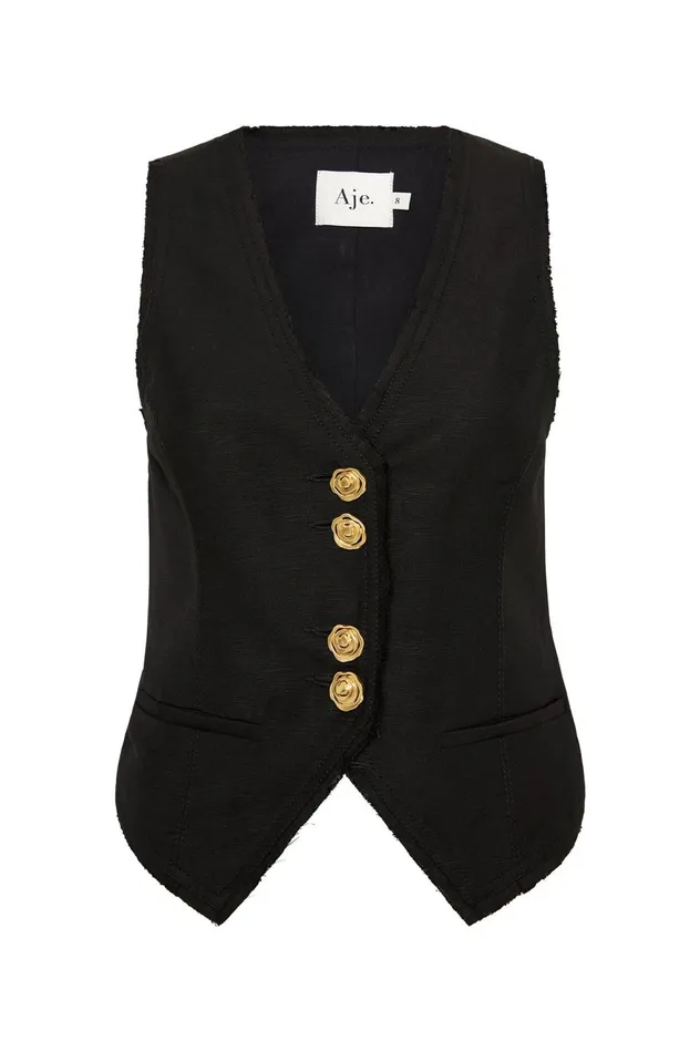 Primrose Tailored Vest Black Women Aje Blazers Jackets 038 Coats