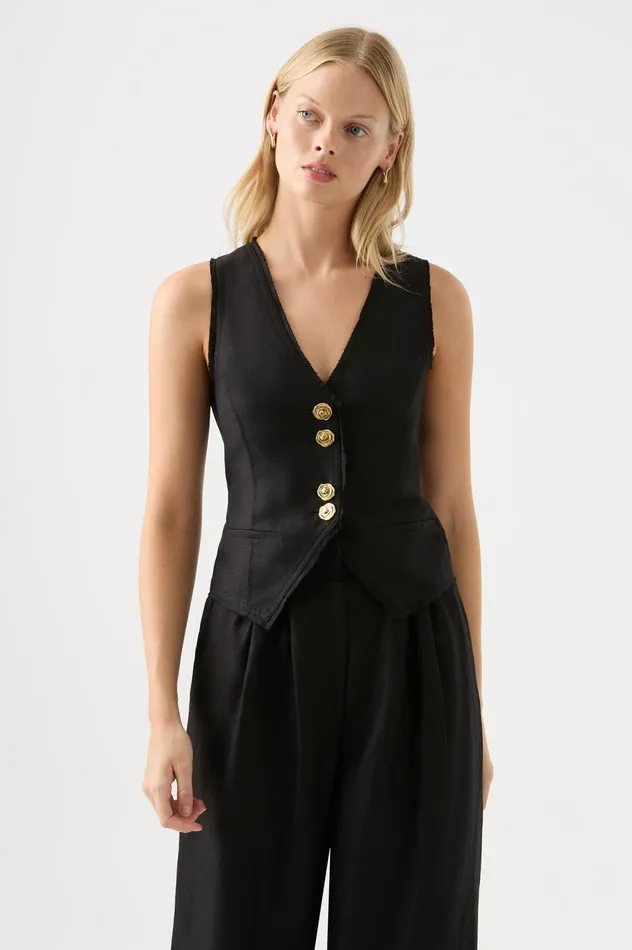 Primrose Tailored Vest Black Women Aje Blazers Jackets 038 Coats