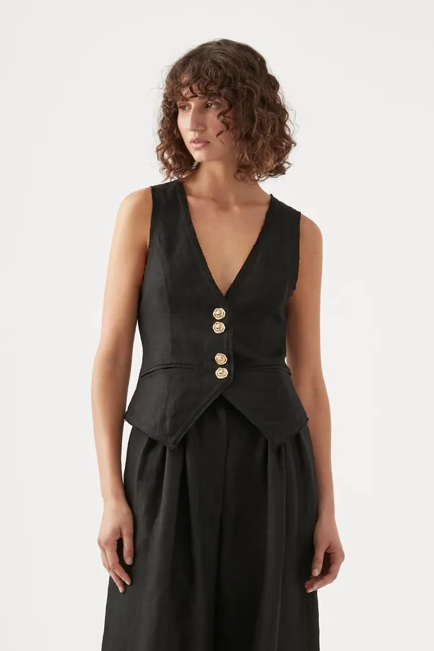 Primrose Tailored Vest Black Women Aje Blazers Jackets 038 Coats