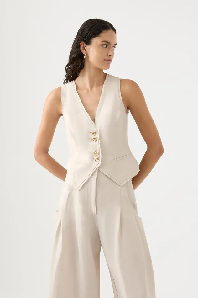 Primrose Tailored Vest Sandstone Beige Women Aje Blazers Jackets 038 Coats