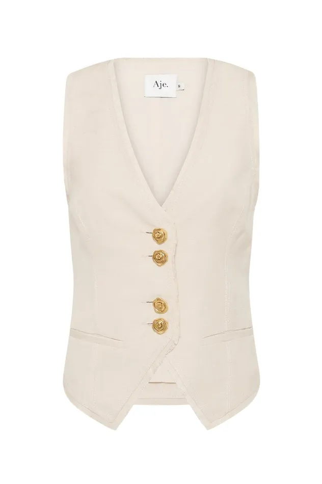 Primrose Tailored Vest Sandstone Beige Women Aje Blazers Jackets 038 Coats