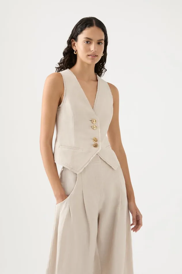 Primrose Tailored Vest Sandstone Beige Women Aje Blazers Jackets 038 Coats