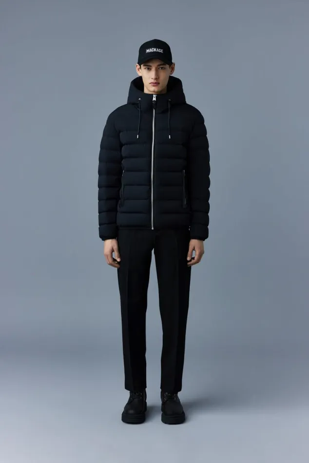 Puffer Men Mackage JACK Agile360 Stretch Light Down Jacket With Hood Black