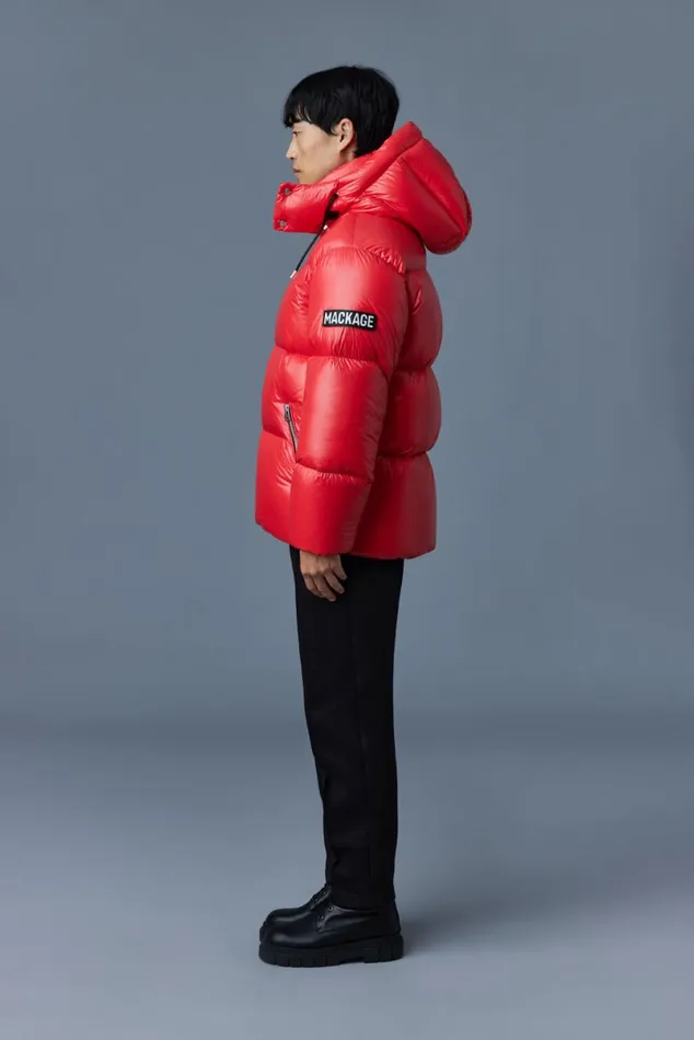 Puffer Men Mackage KENTZ Lustrous Down Jacket With Hood Black