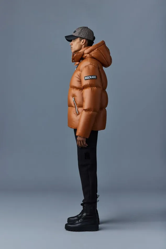 Puffer Men Mackage KENTZ Lustrous Down Jacket With Hood Black
