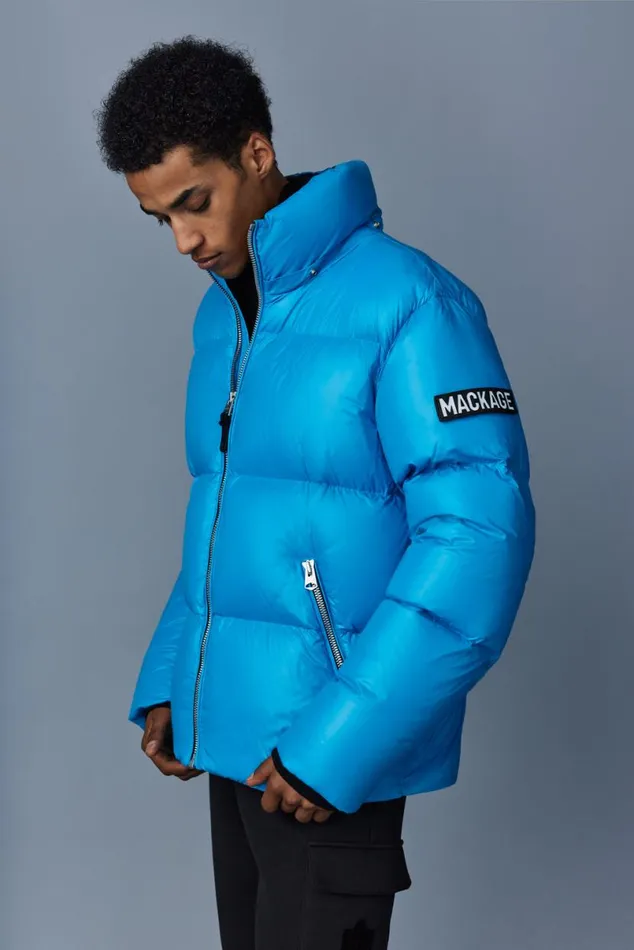Puffer Men Mackage KENTZ Lustrous Down Jacket With Hood Black