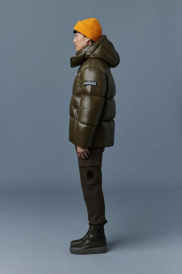 Puffer Men Mackage KENTZ Lustrous Down Jacket With Hood Black