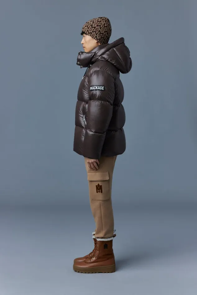 Puffer Men Mackage KENTZ Lustrous Down Jacket With Hood Black