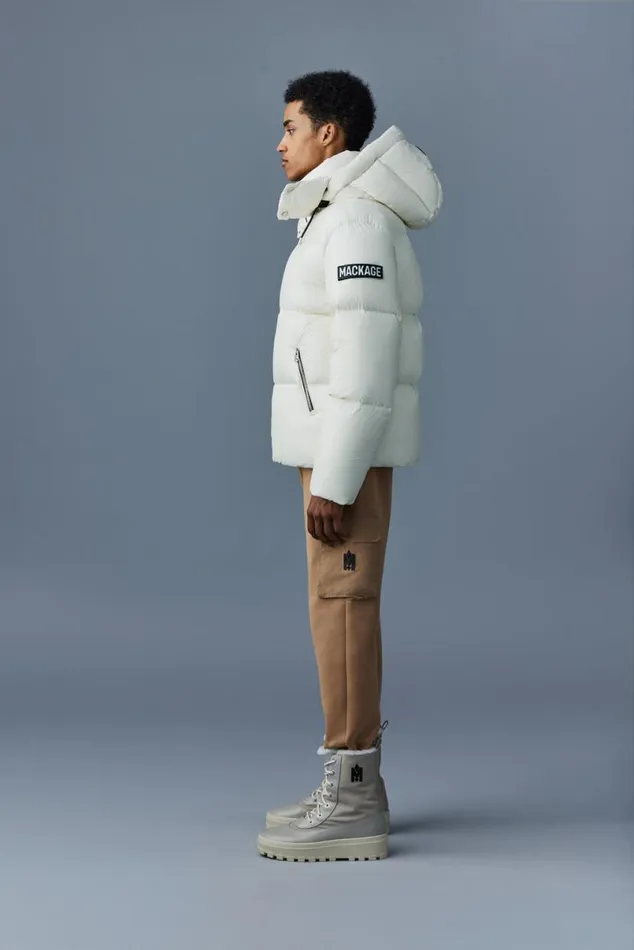 Puffer Men Mackage KENTZ Lustrous Down Jacket With Hood Black